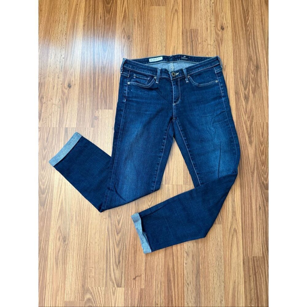 AG Adriano Goldschmied Womens Stilt Cigarette Roll Up Skinny Jeans Dark Blue 26